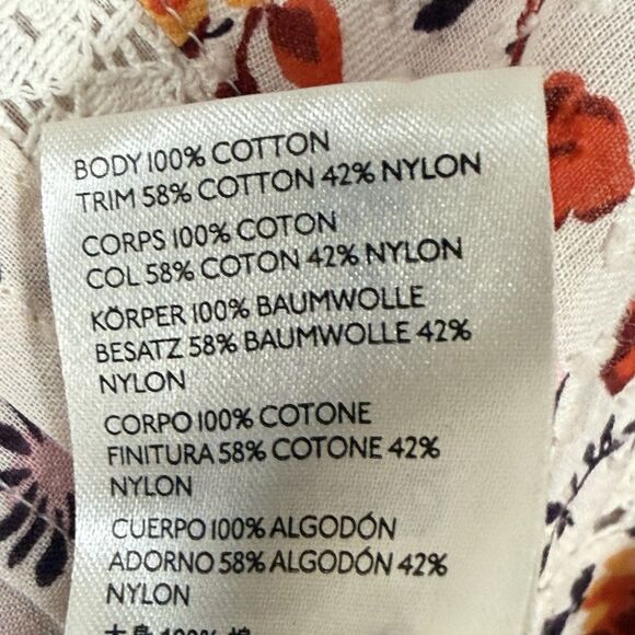 Anthropologie Puff Sleeved Lace Buttondown Top Blouse Multi Floral Boho - Picture 16 of 16